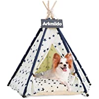 Arkmiido Tienda para Mascotas con Cama- Casa de Lona para Perros y Gatos- Tipi para Mascotas con Cojín de- Bajo Techo…